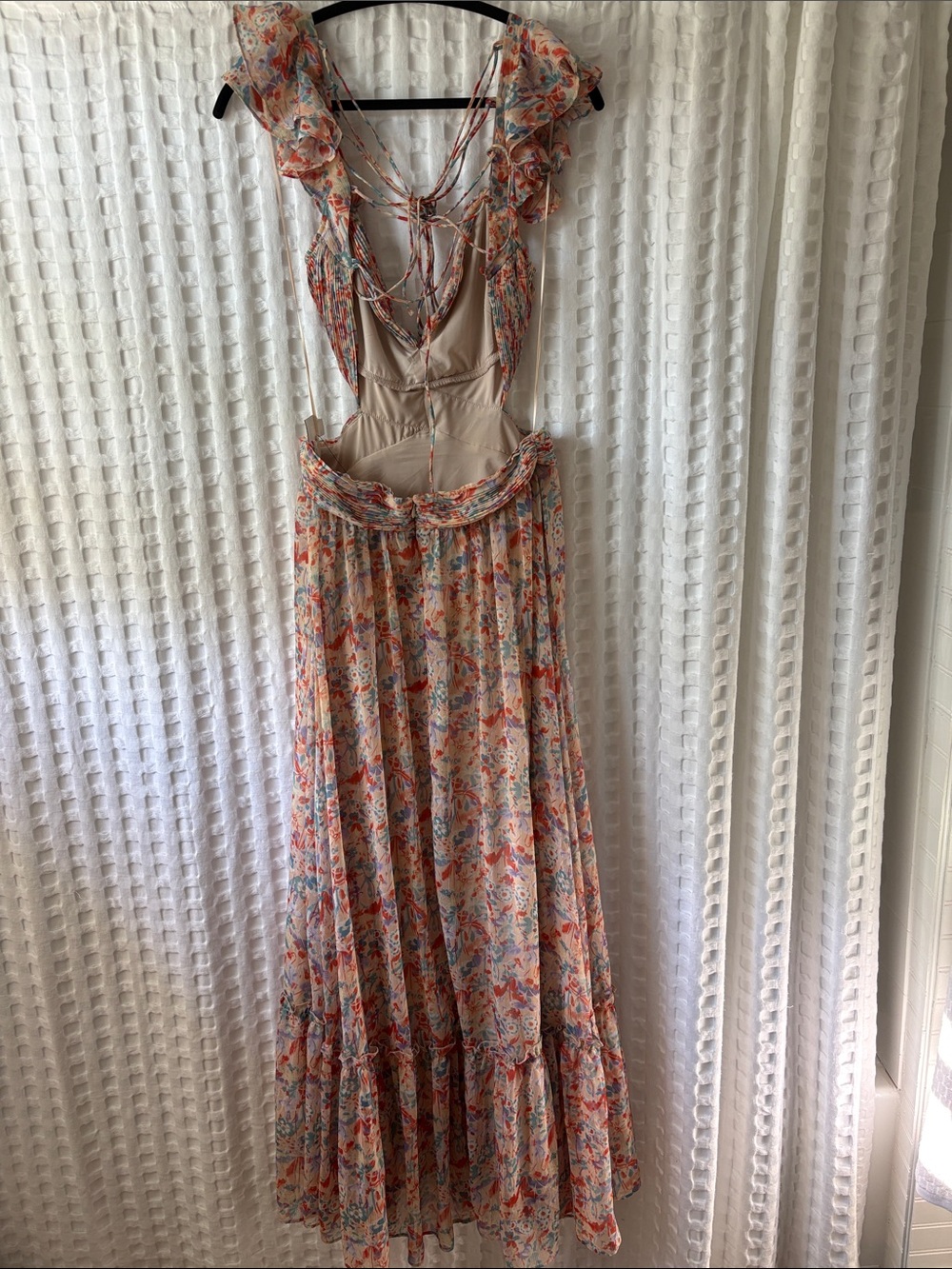 Boho Floral Maxi Dress in Peach Multi - Picture 2 of 4